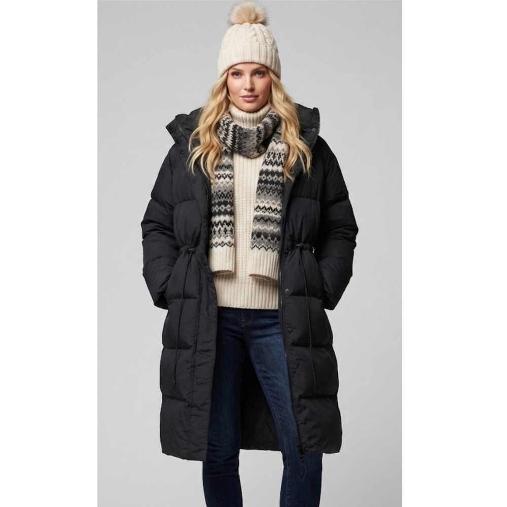 Fabletics Essential Long Puffer Coat Black